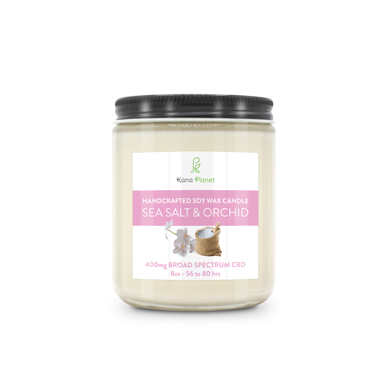 Kana Planet Handcrafted Soy Wax Candle - Sea Salt & Orchid 8oz - 400mg